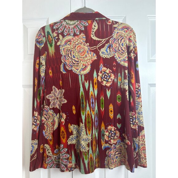 Johnny Was Feather Swing Polo Top Boho V-Neck XS Long Sleeve Fall Lightweight - Picture 13 of 14